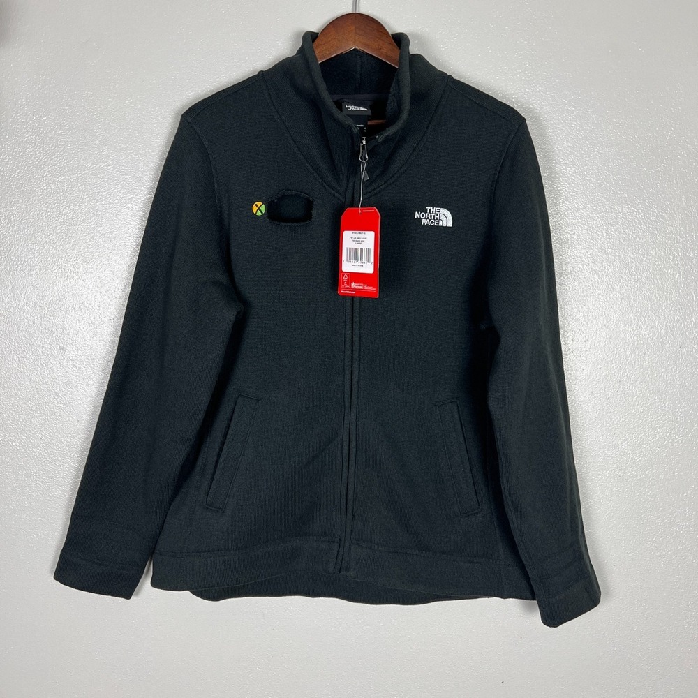 The North Face Sweater Fleece Jacket Womens XL Black Full Zip Soft Shell‎ CUTOUT